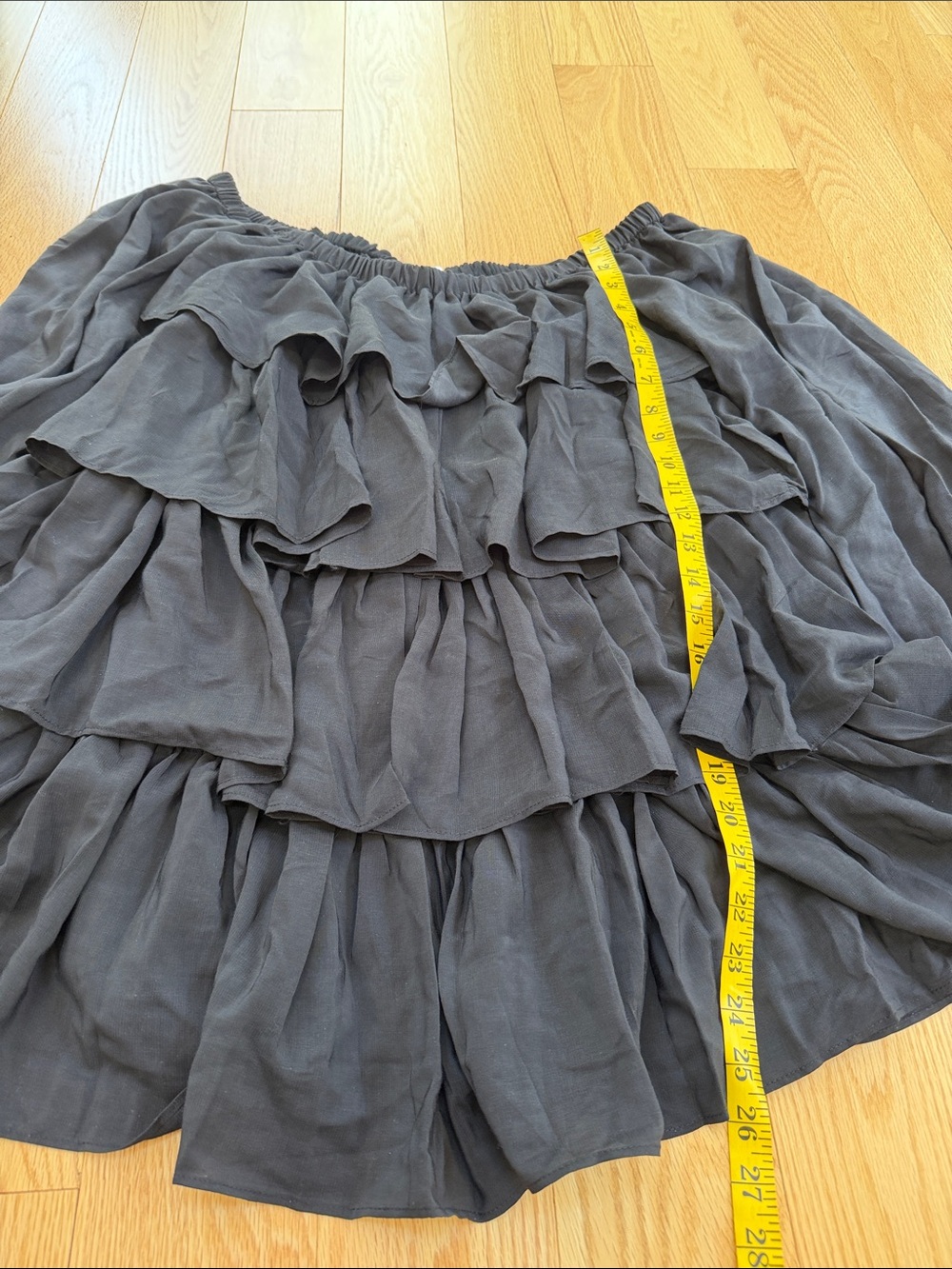 Mable small black moana neck ruffled tiered long sleeve mini dress. - Picture 11 of 12